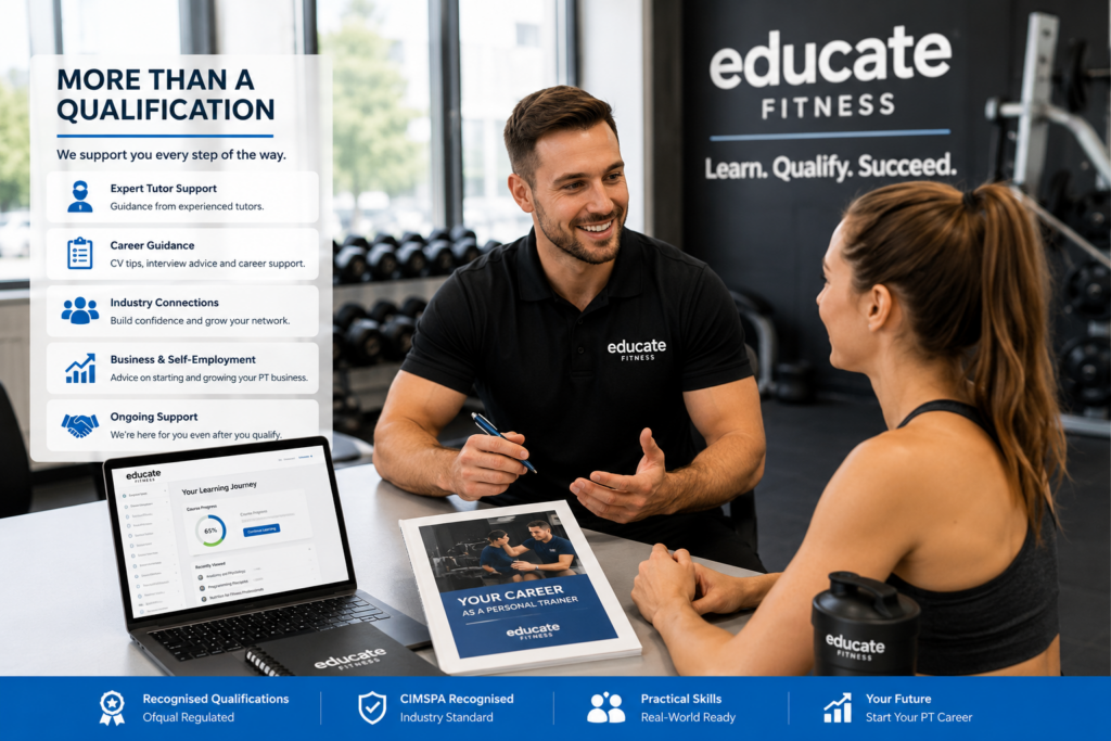 Personal trainer course career support and tutor guidance